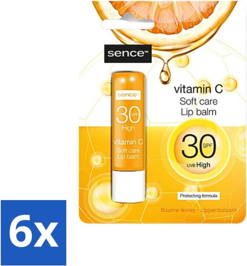 Sence - Soft Care Vitamin C - Lippenbalsam - Feuchtigkeitsspendend - 4,3 g - Vorteilspack - 6 Stücke