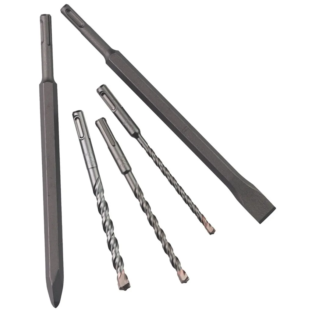 Kit SDS-plus 5 Pezzi Scalpelli e Punte - Accessori Tassellatore Alta Qualità