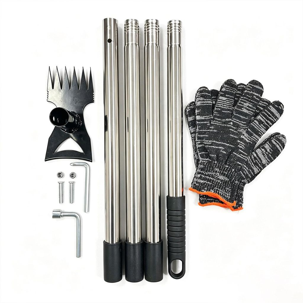 2-in-1 Unkrautstecher mit langem Griff, verstellbarem Handrechen und robuster Gartenhacke inklusive Handschuhen zur schnellen Unkrautentfernung im ...