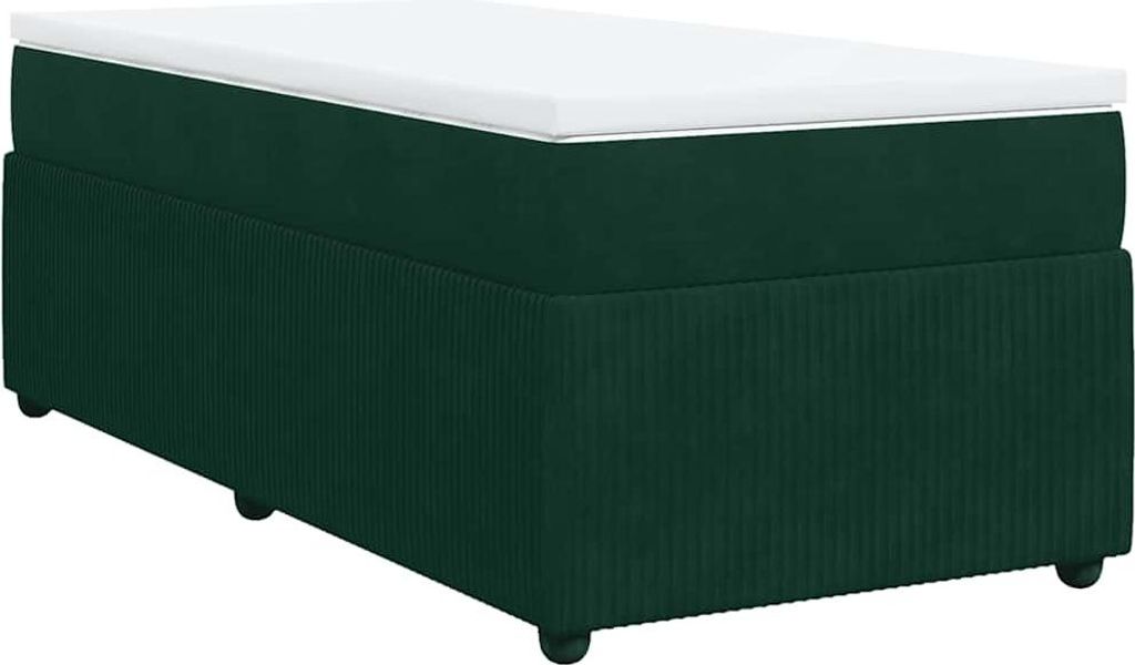 vidaXL Boxspringbett mit Matratze Dunkelgrün 80x200 cm Samt