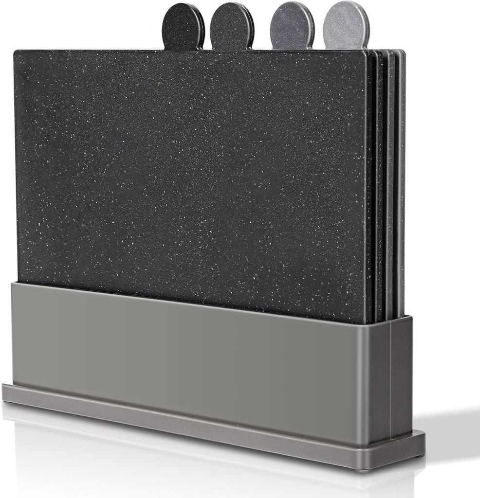 Lot de 4 planches à découper en plastique avec support, 38 Image du produit 