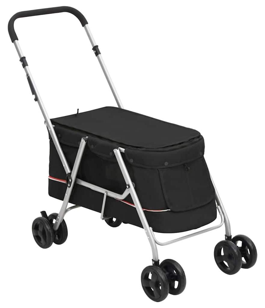 vidaXL Hundewagen Faltbar Schwarz 100x49x96 cm Leinenstoff Produktbild 