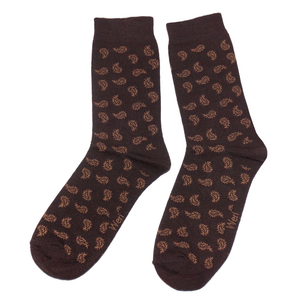 Damen Socken aus Baumwolle Paisley Schoko Größe 39-42