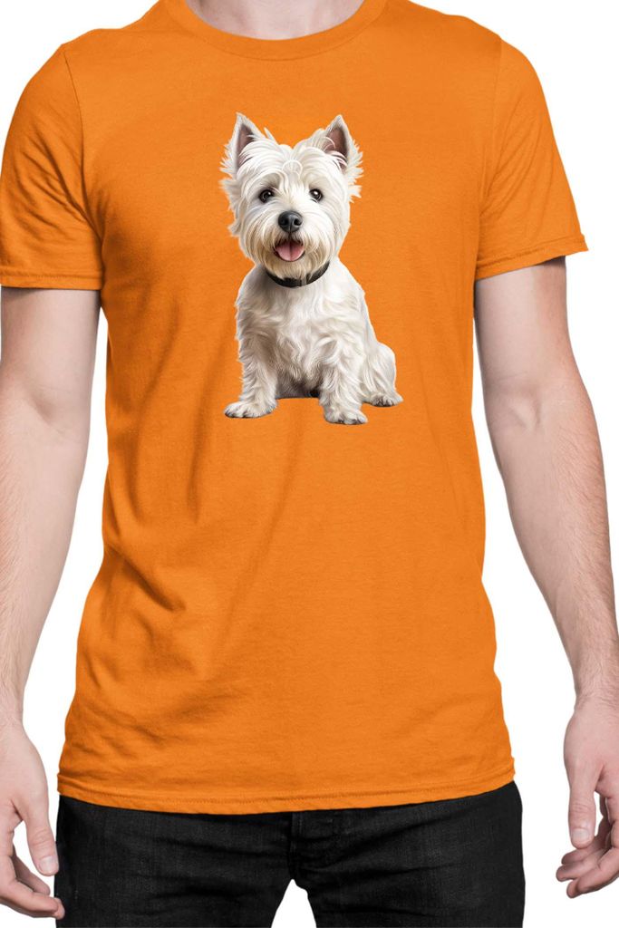 Herren T-Shirt Dogs Breeds West Highland White Terrier Dog Breed 006, Man L / Orange