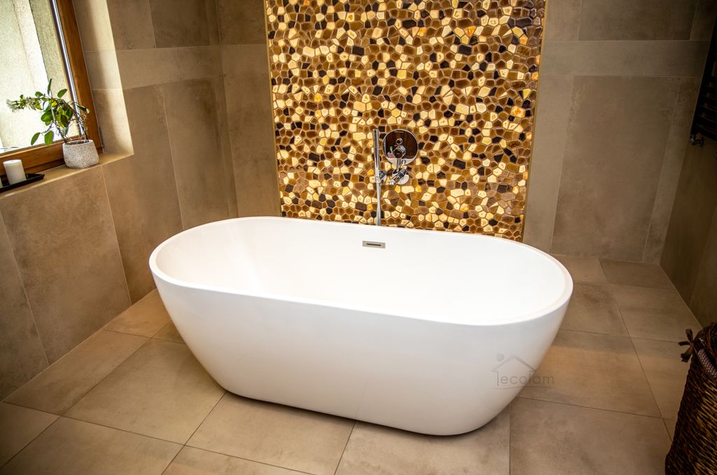 ECOLAM exklusive freistehende Badewanne Standbadewanne moderne Wanne freistehend Elena 170 x 77 cm + Ablaufgarnitur Click Clack Acryl