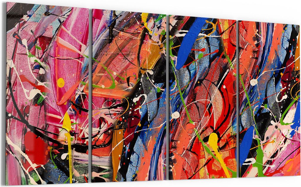 DEQORI Glasbild Echtglas 4x30x60 cm 'Kunterbunte Leinwand' Wandbilder XXL groß