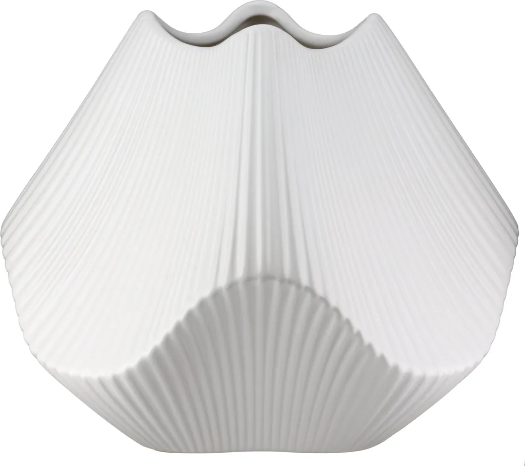 Vase centre de table blanc Lamellen 22 cm céramique pour salon et loft