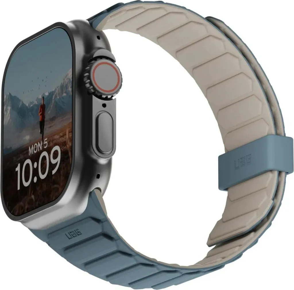 Cinturino magnetico bifacciale in silicone Uag Pathfinder per Apple Watch 42 / 44 / 45 / 46 / 49Mm - Grigio-Blu