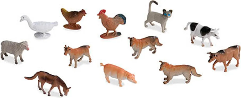 Set de 60 figurines animaux de la ferme miniatures en plastique rigide