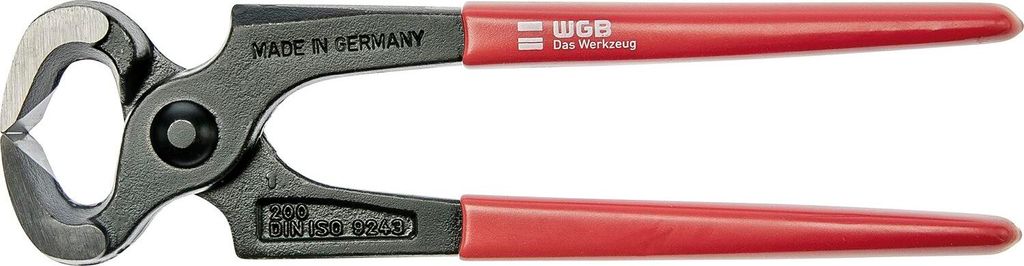 WGB Beißzange Type 880 Kneifzange klein aus Spezialwerkzeugstahl - Monierzange mit PVC getauchten Griffen - Länge 180mm