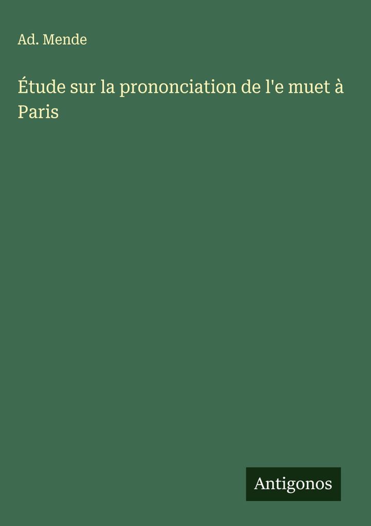 Étude sur la prononciation de l'e muet à Paris