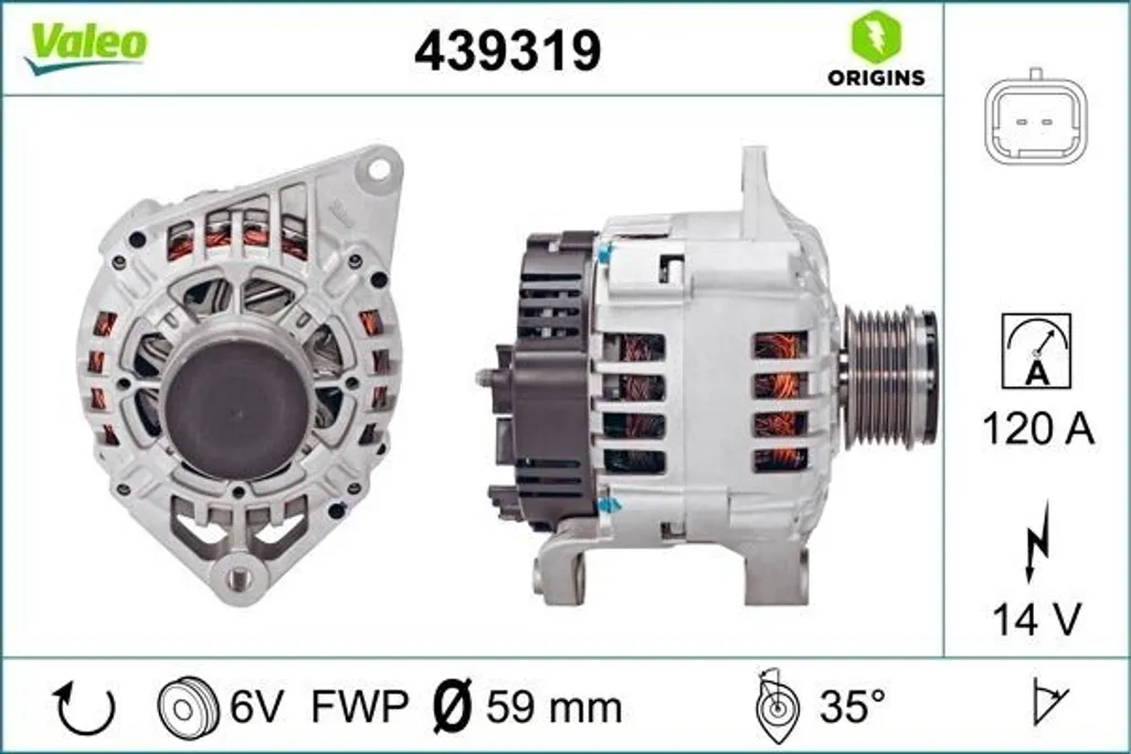 Alternateur Valeo 439319 pour Renault Megane Scenic et Laguna I - OE 7700430182