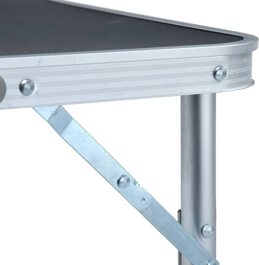 Table de camping pliable aluminium 60x45 cm gris structure compacte