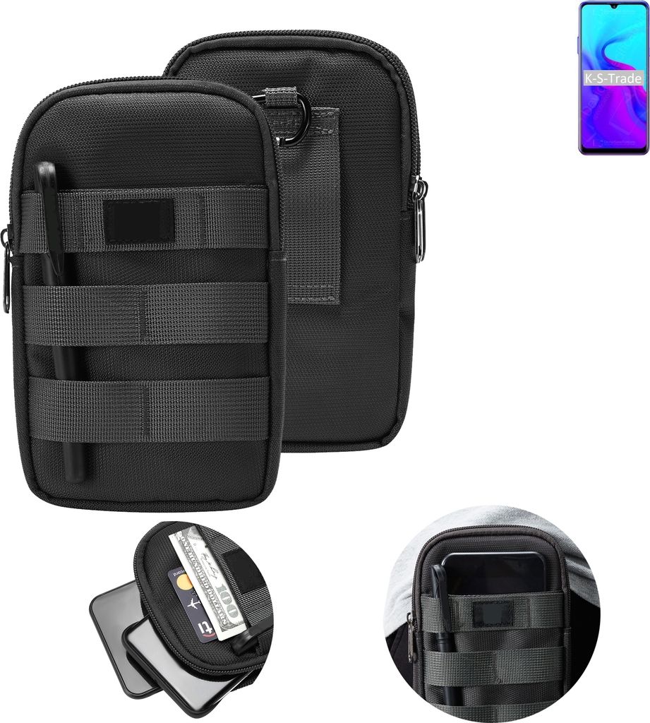 K-S-Trade Holster Gürtel Tasche kompatibel mit Blackview A80 Handy Tasche Schutz Hülle dunkel-grau viele Fächer, 1x
