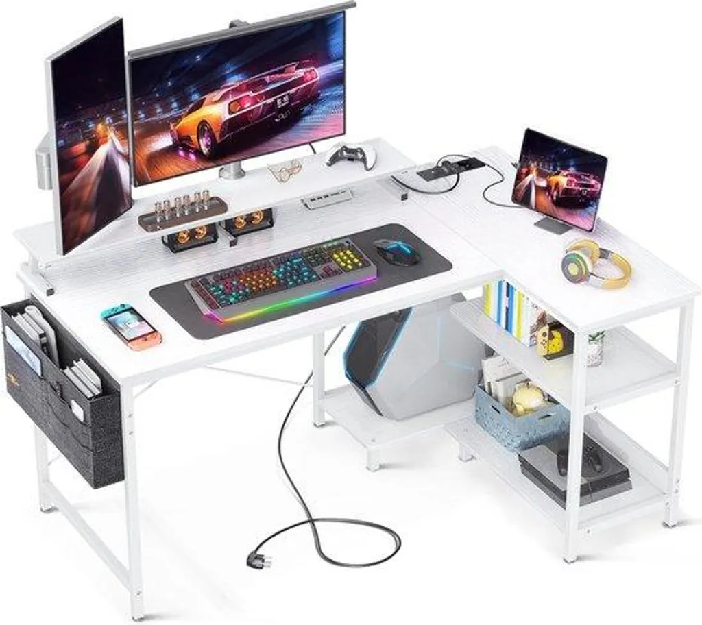 Gagnez de la place : Bureau en L avec rangement pour petit appartement