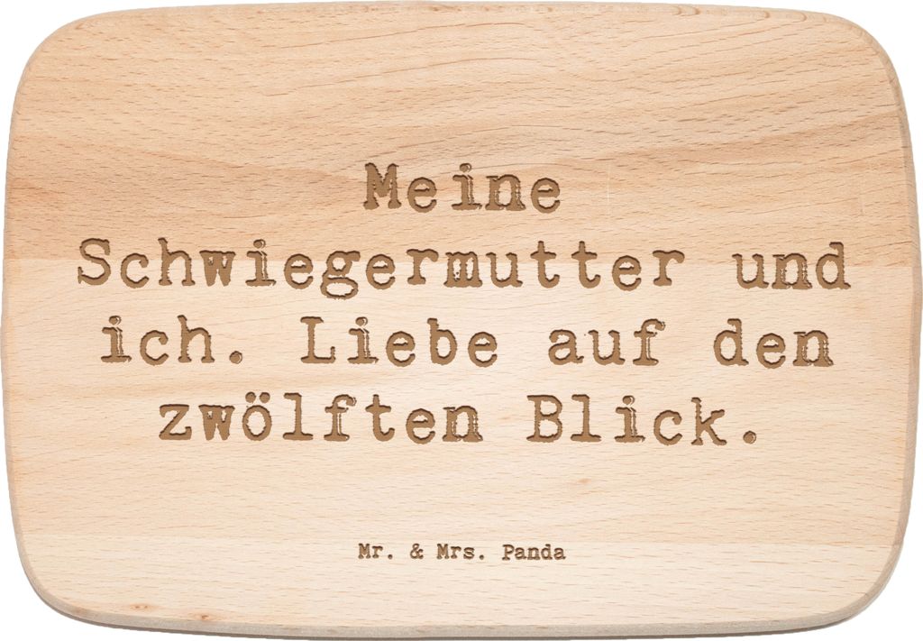 Mr. & Mrs. Panda Schneidebrett Holz Spruch Schwiegermutter Liebe - Transparent - Geschenk, Frühstücksbrett, vesperbrettchen, Holzbrett, Handarbei...