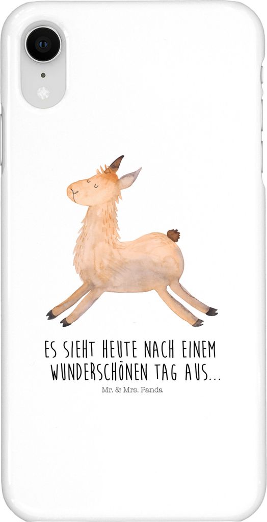 Mr. & Mrs. Panda Iphone XR Handyhülle Lama Springen - Weiß - Geschenk, Premium Kunststoff, Handy Case, Neustart, Lamas, Guten Morgen, Glück, Abitur