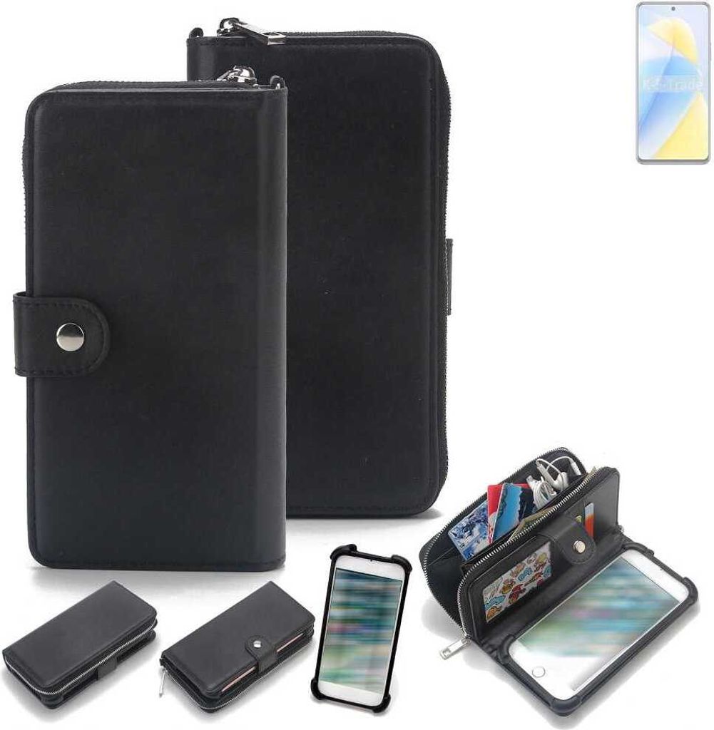 K-S-Trade 2in1 Handyhülle Schutzhülle kompatibel mit Wiko 5G & Portemonnee Cover Handy Hülle Case Etui Geldbörse Wallet Bookstyle Hülle schwarz