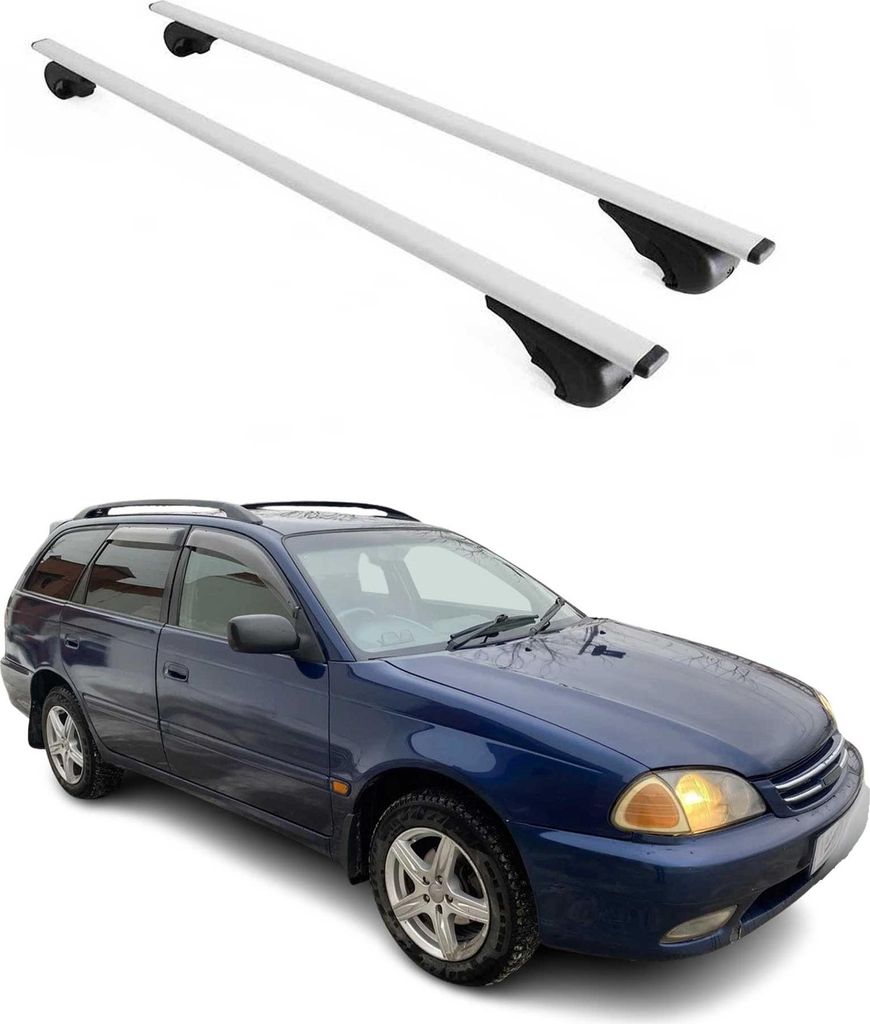 Dachträger Grundtäger für Toyota Caldina Kombi 1997-2007 75kg Metall Silber 2x