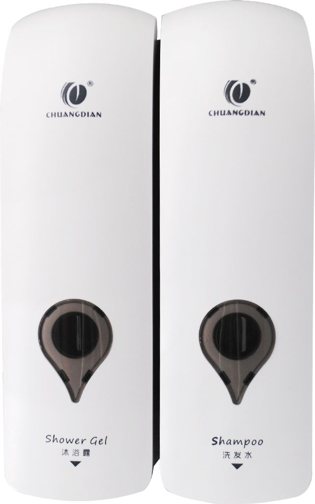 CHUANGDIAN 300ml * 2 NO Bohren an der Wand befestigter Doppelkopf-Handseifenspender Badezimmer-Duschgel-Flš¹ssigkeitshampoo-Spender-Halter - Weiss