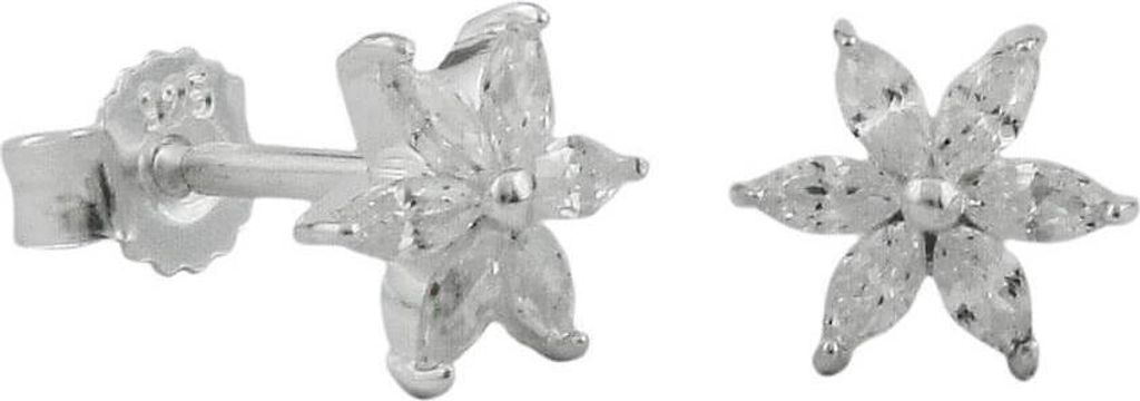 Paar Ohrstecker Blume oder Stern mit Zirkonia 8mm 925 Silber Kinder