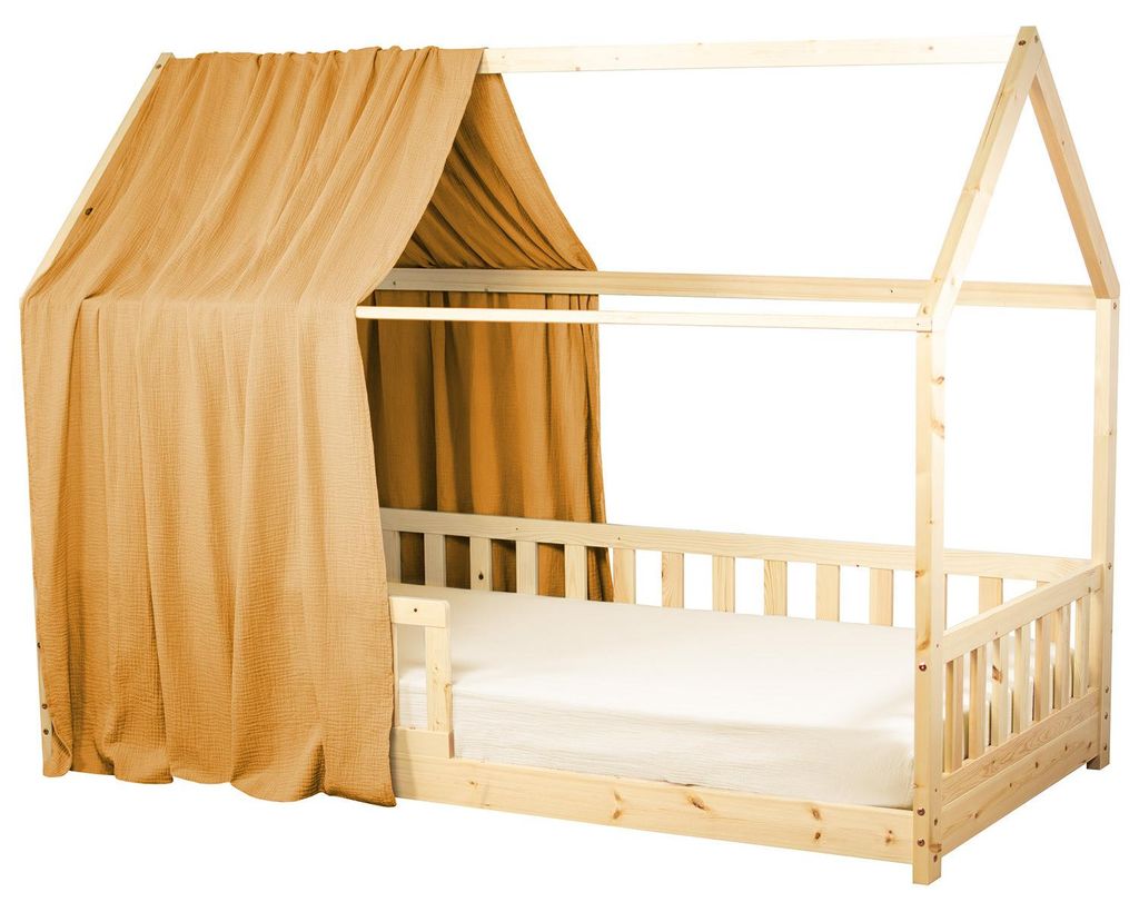 Bettbaldachin Hütte Baumwollgaze Jeann - 130x330 cm - Kamel | by SEVIRA KIDS
