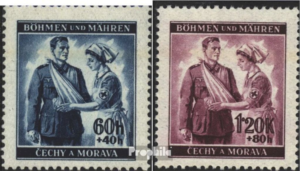 Briefmarken Böhmen und Mähren 1940 Mi 53-54 (kompl.Ausg.) postfrisch Rotes Kreuz