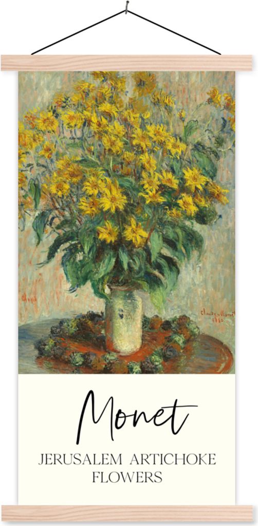 MuchoWow Textilposter Alte Meister - Malerei - Monet 40x80 cm mit holzfarbenen Rahmen - Wohnzimmer