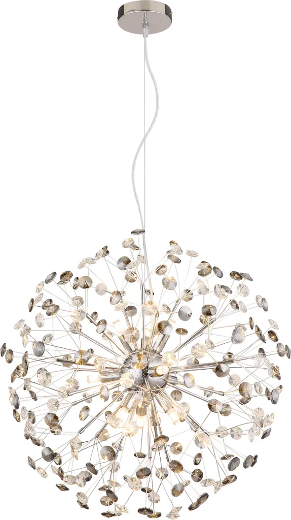 Suspension LED 9 flammes Cristal Fumé 60cm Éclairage sans Éblouissement