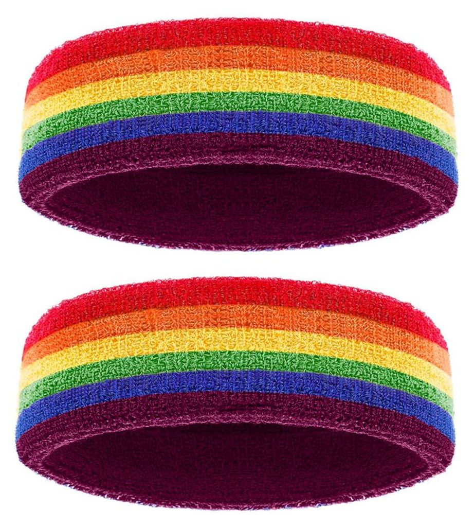 Regenbogen-Haarband, Herren- und Damen-Sport-, Lauf- und Fitness-Stirnband aus Baumwolle, schweißabsorbierend