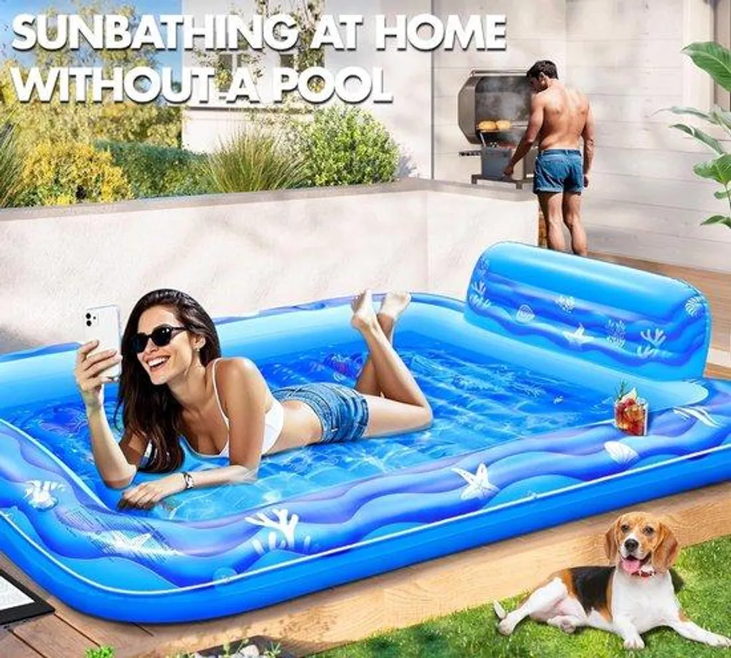 Matelas piscine géant 205x150 cm stable et solide avec porte-boisson marron