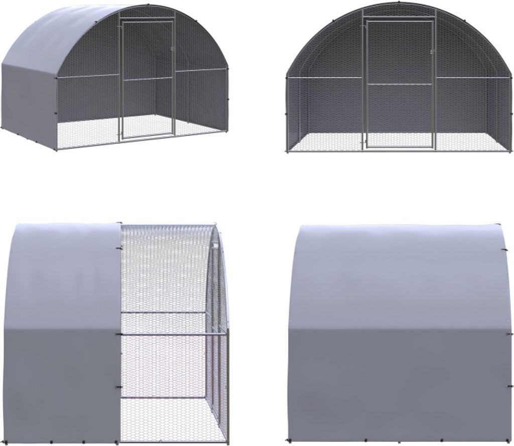 vidaXL Outdoor Hühnerstall 3x2x2 m Verzinkter Stahl - Hühnerstall - Hühnerställe - Hühnerkäfig - Geflügelhaus