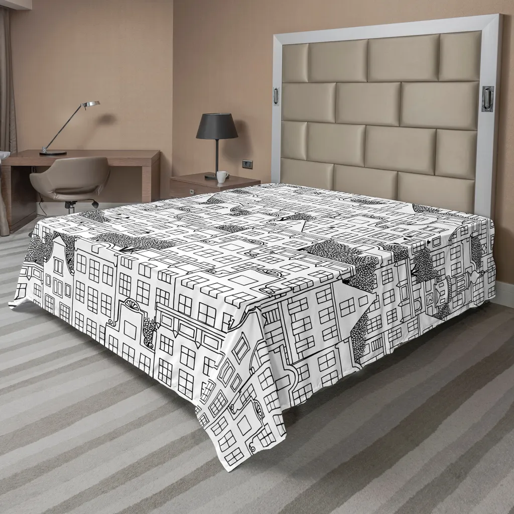 Drap Plat ABAKUHAUS Croquis Urbain Européen en Coton Doux 260x228 cm