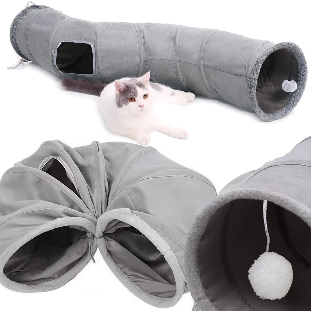 Katzentunnel Spieltunnel Katzenspielzeug 2in1 Kuscheltunnel Produktbild 