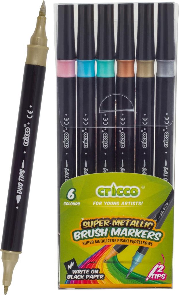 Cricco Doppelseitige Metallic Brush Pens 6-Farben Etui CR385K6