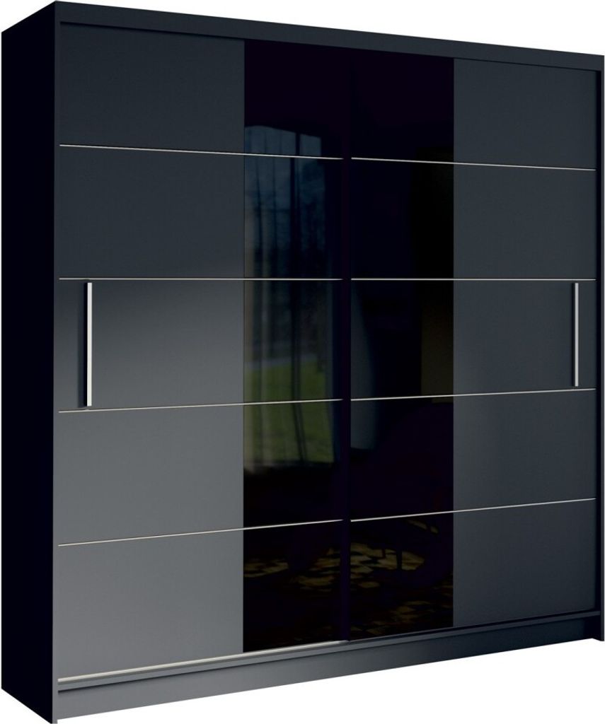 Meublorama MK-BRNO-BC-U12012_U12012-XII-B*4C/160KG, 4 Regale, 2 Tür(en), Schwarz, MDF-Platten, 600 mm, 2010 mm