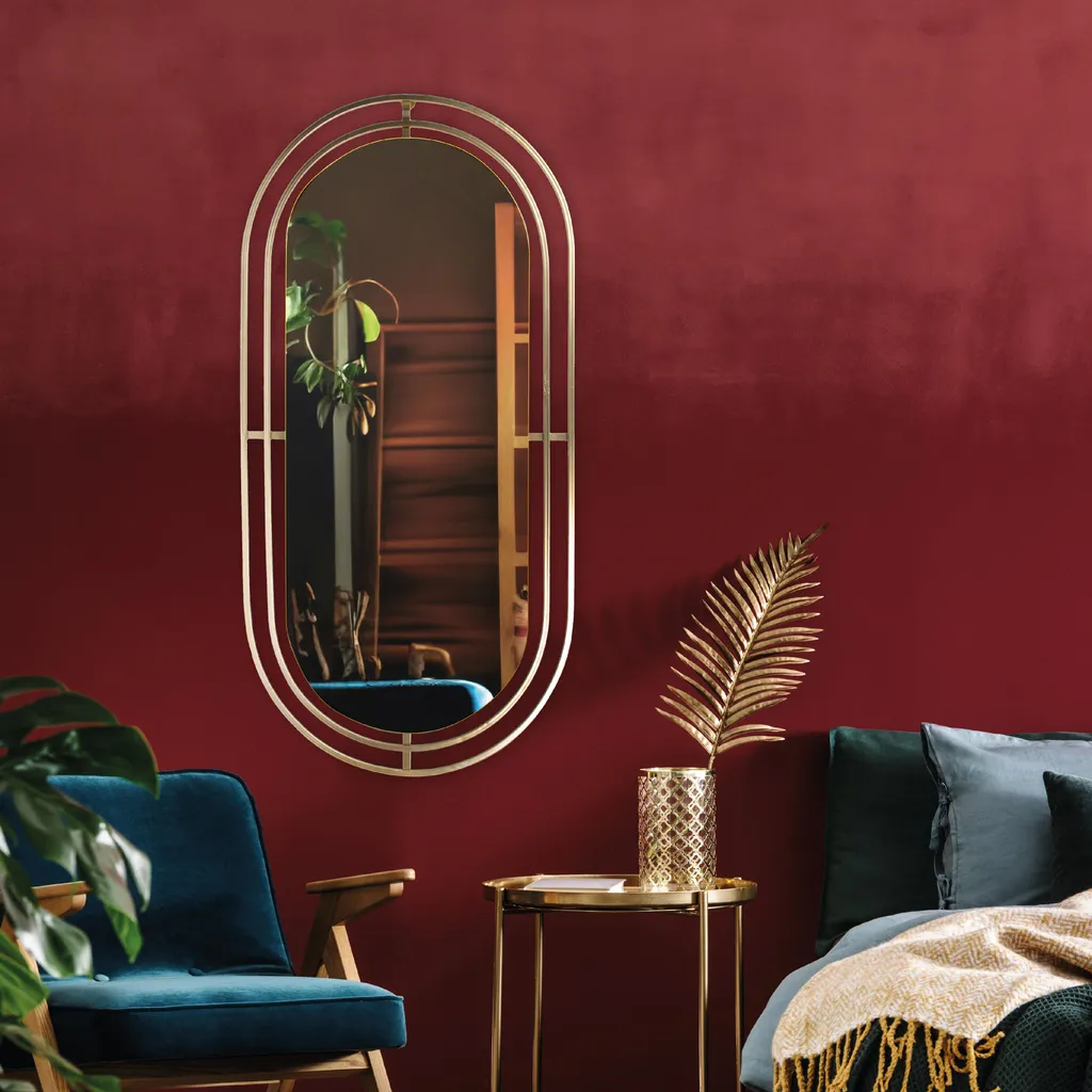 Miroir Cadre Métal Doré Fin - Design Épuré et Verre Haute Qualité 50x70cm