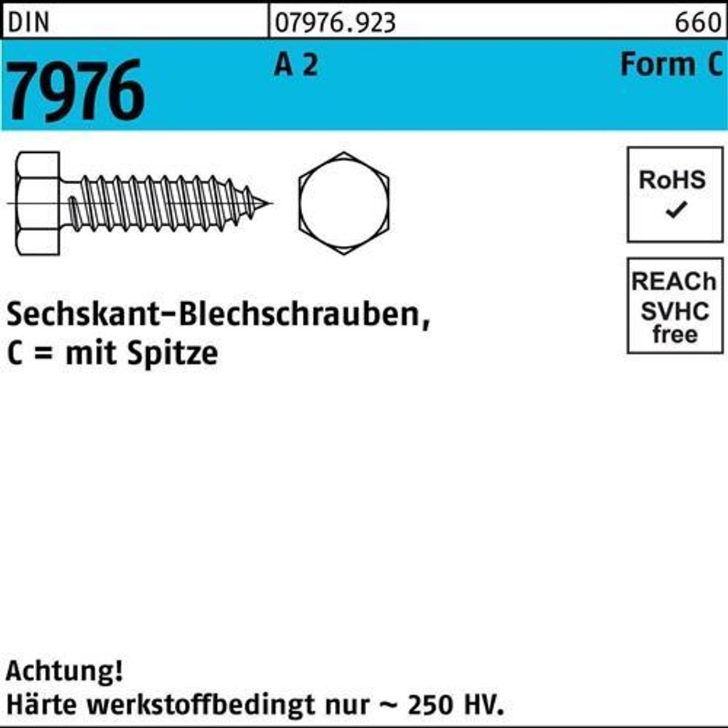 Reyher Blechschrauben DIN 7976 A 2 4,8 x 13 -C A 2 (1000 Stück)