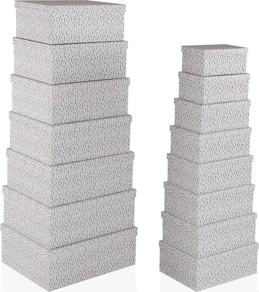 Rangement gain de place Versa Fleur lot de 15 boîtes carton empilables