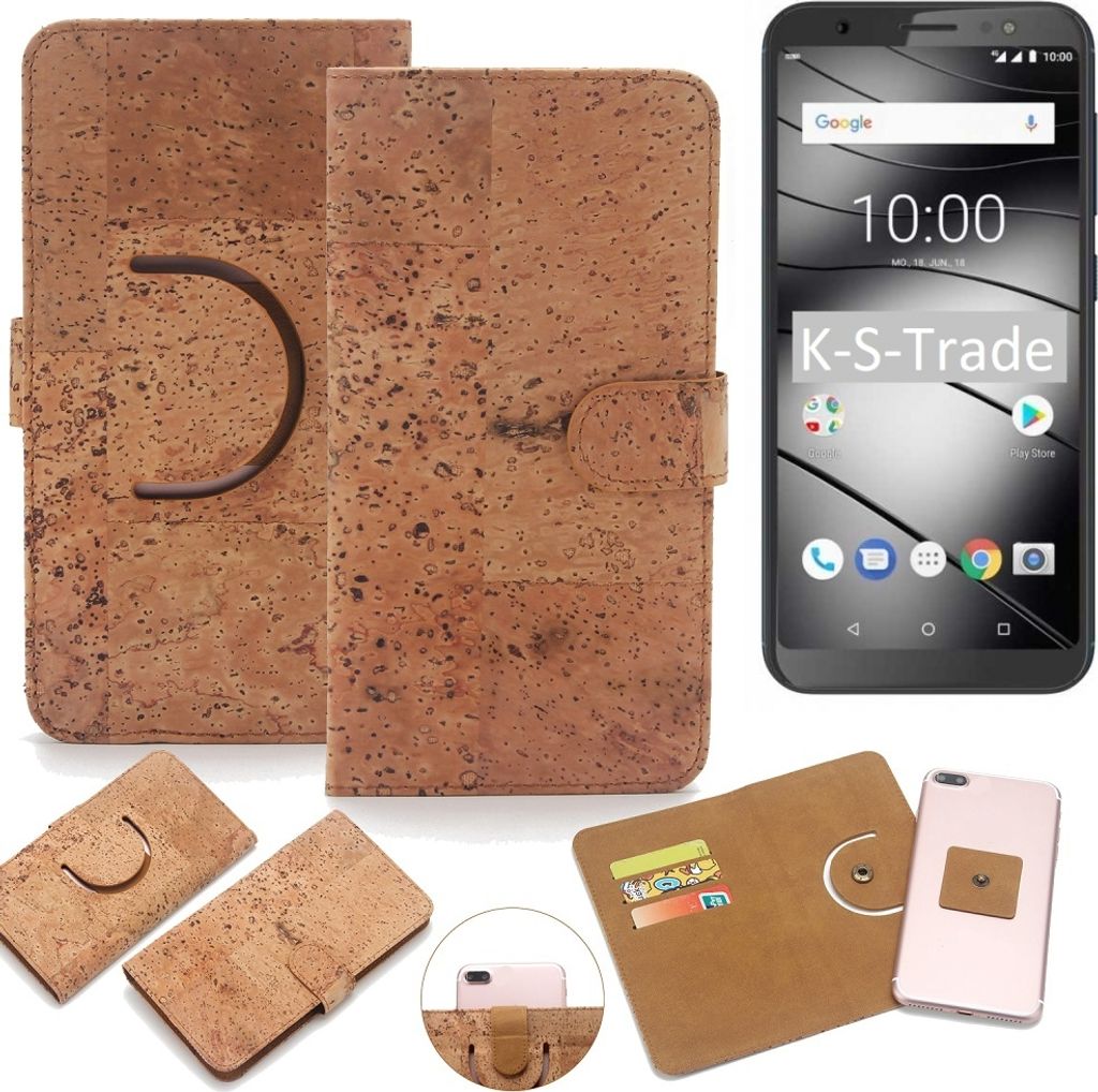 K-S-Trade Handy Hülle Schutz Hülle kompatibel mit Gigaset GS185 Handyhülle Schutzhülle Korkhülle Kork-Hülle 1x