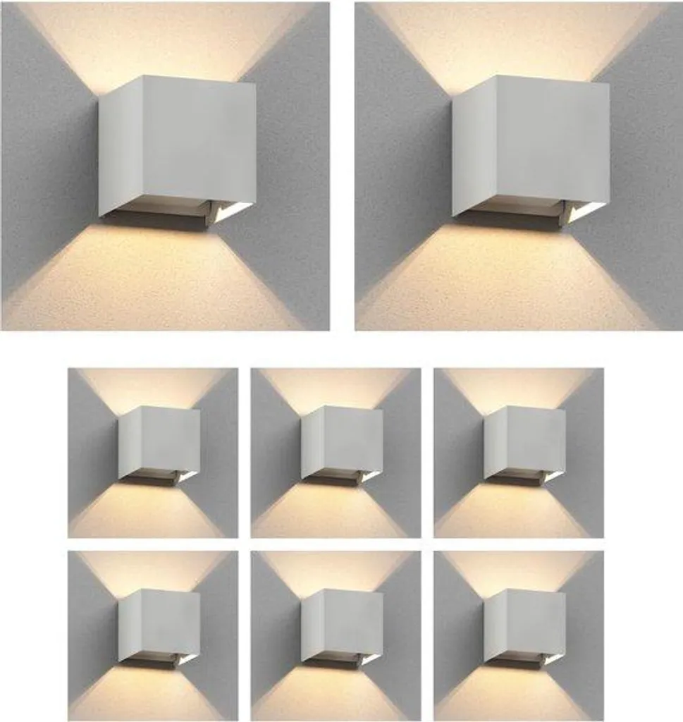 Applique extérieure double faisceau blanc mat carrée IP65 style G9