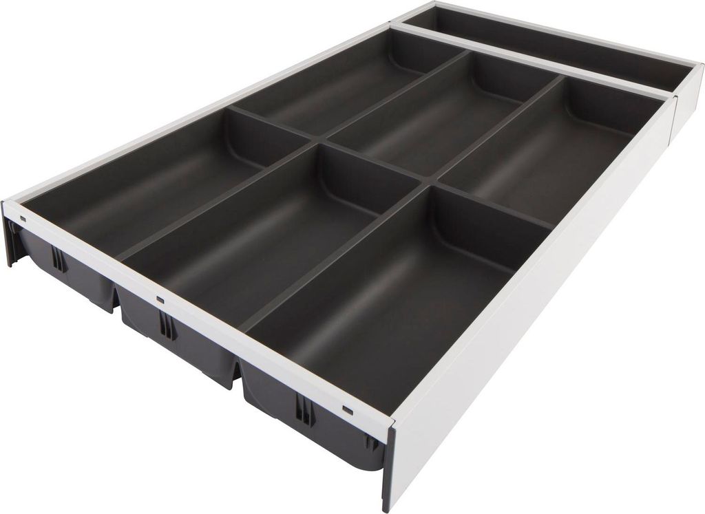 Blum Ambia-Line Besteckkasten 574x300x50, Stahl seidenweiß oriongrau matt