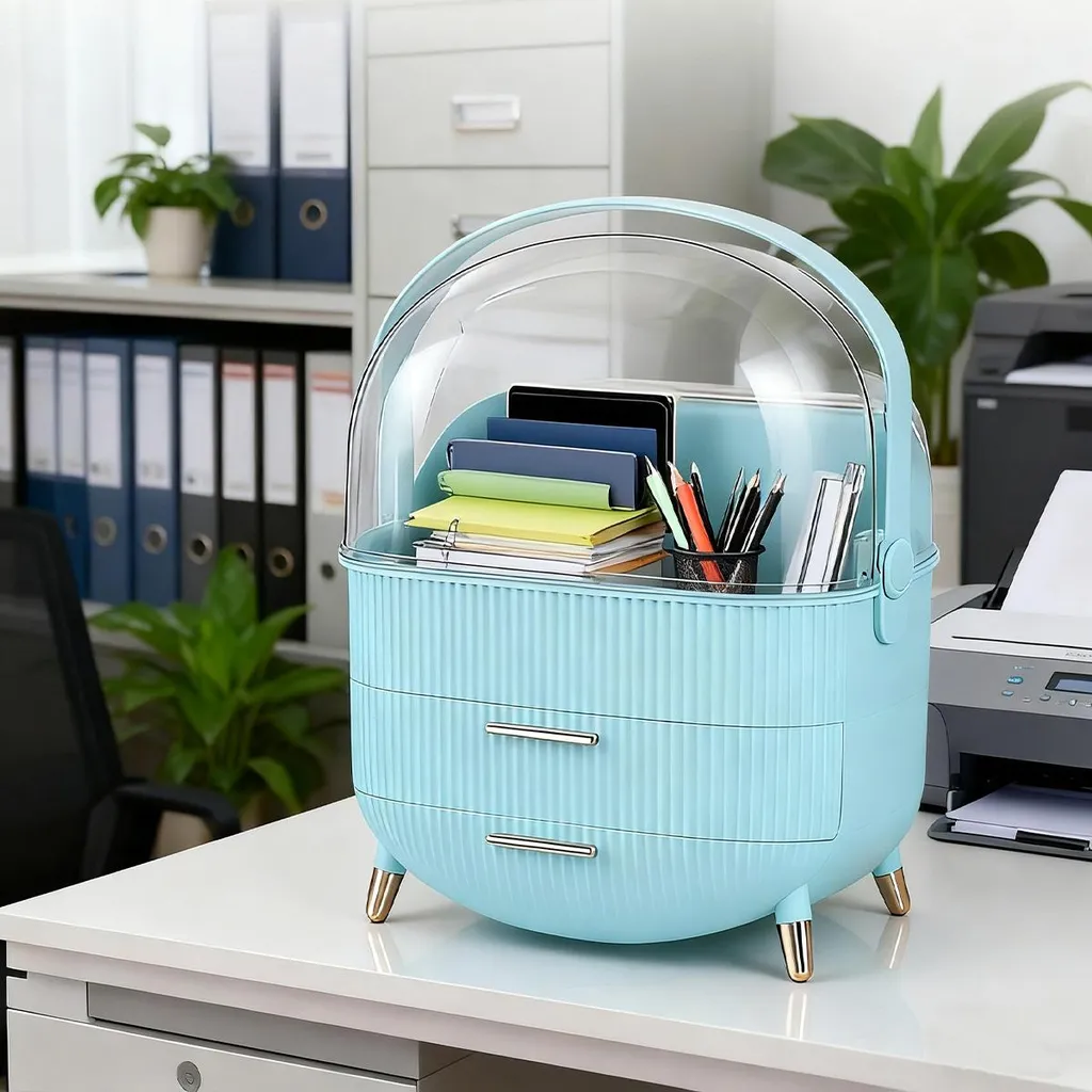ZMH Make-Up Organiser per Cameretta - Porta Trucchi Azzurro con Cassetti