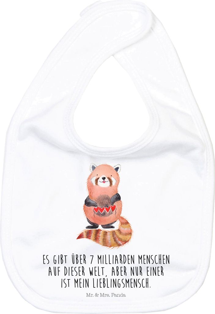 Mr. & Mrs. Panda Lätzchen Roter Panda - Weiß - Geschenk, Tiere, Rot, Lieblingsmensch, Für Babys, Herz, Schlabberlatz, Baumwolle, Babylätzchen, ...