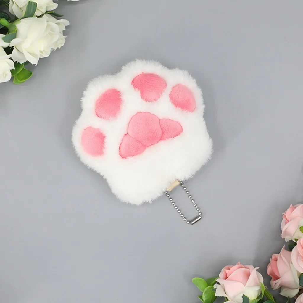 Regalo Portachiavi Zampina di Gatto per Bambini e Ragazze | Rosa Bianco