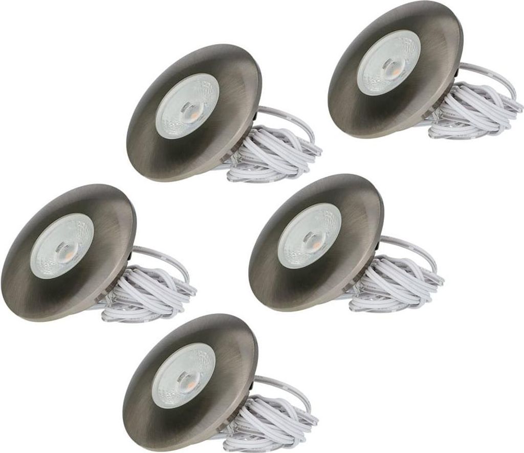 hoftronic LED Einbaustrahler 3W 2700K IP44 Edelstahl 5er Set