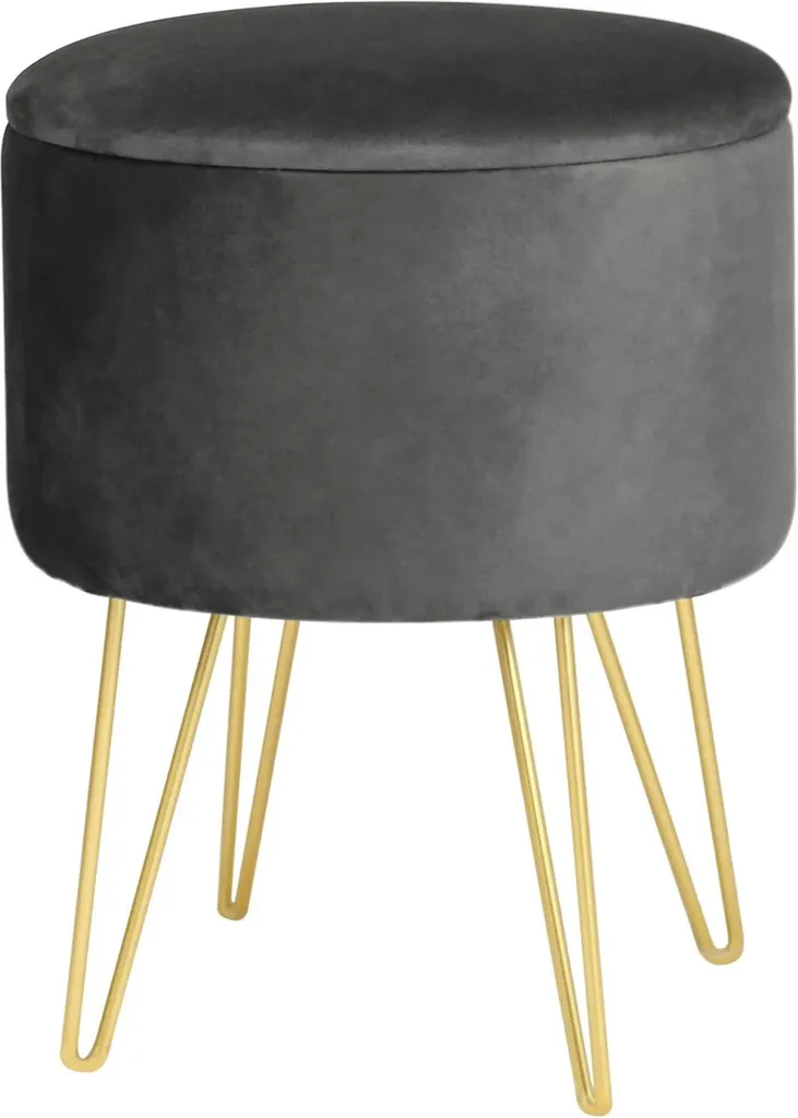 Akord Panca Contenitore/Sgabello Lili Con Vano Portaoggetti Grigio 35X35X45 Cm