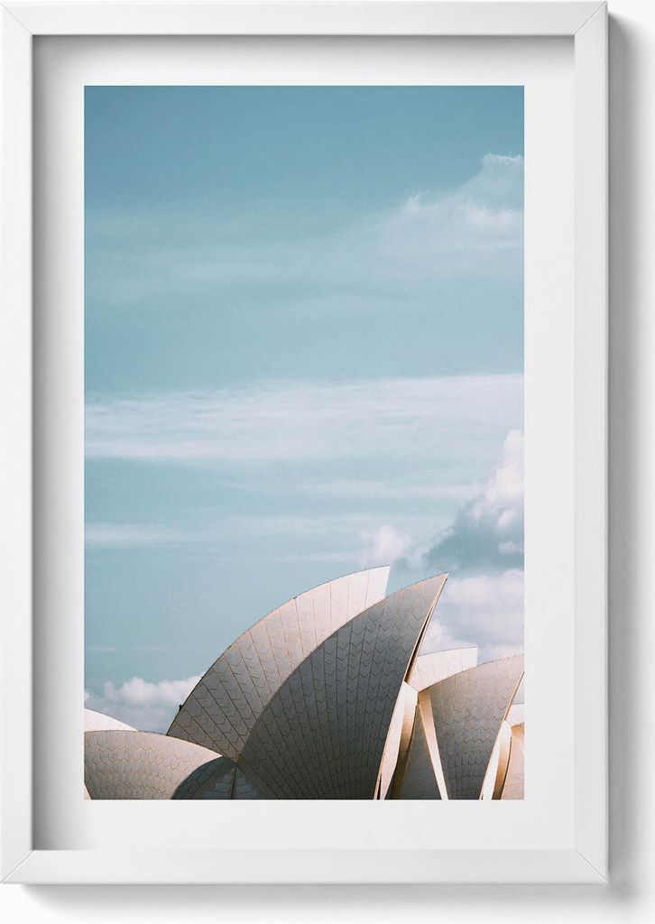 Sydney Australien Minimalismus– Wandbild mit Rahmen – Gerahmtes Bild – Wanddekoration – 40x60 cm – Weiß