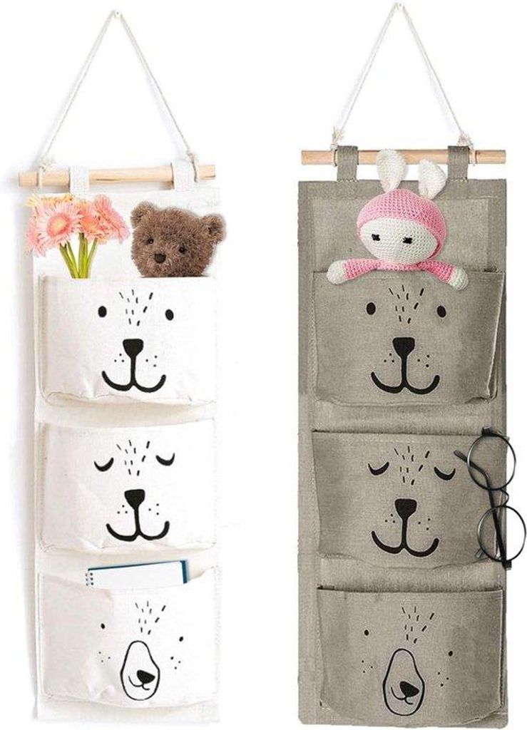 Kinderwandorganizer Set - 2-teilig - Opvouwbar - 3-Fach - Für Baby- und Kinderzimmer