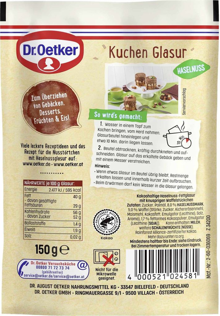 Oetker Haselnuss Glasur (150 g) Produktbild 